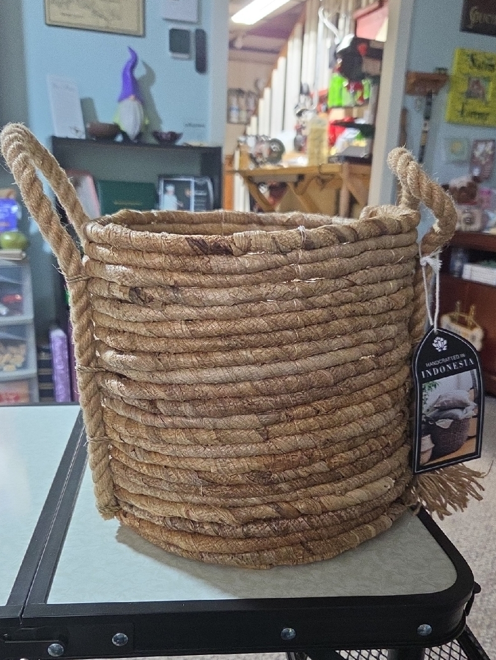 Handcrafted Natural Rope Storage Basket with Handles - Brown - - Picture 1 of 2